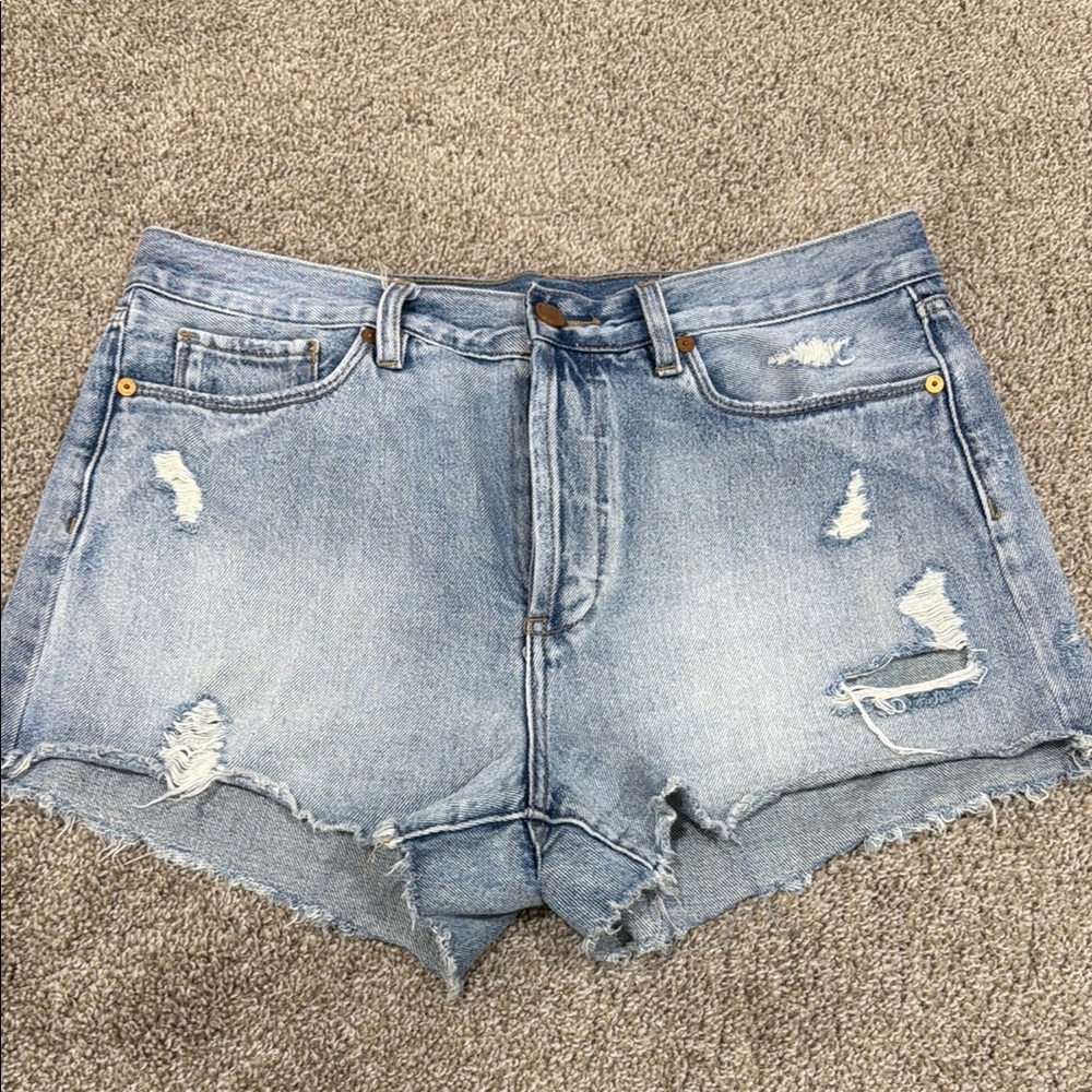 Blank NYC Light Blue Distressed Jean Shorts